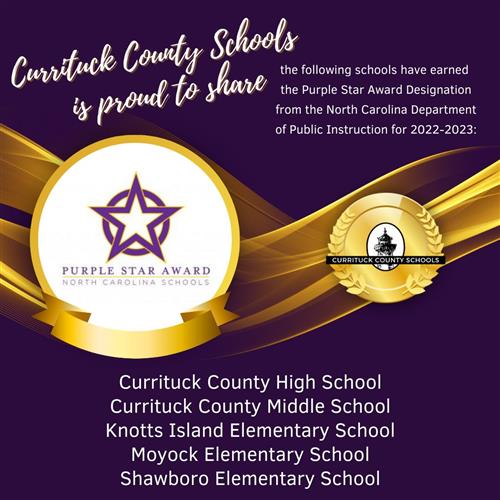 Currituck County Schools Purple Star Award Schools 